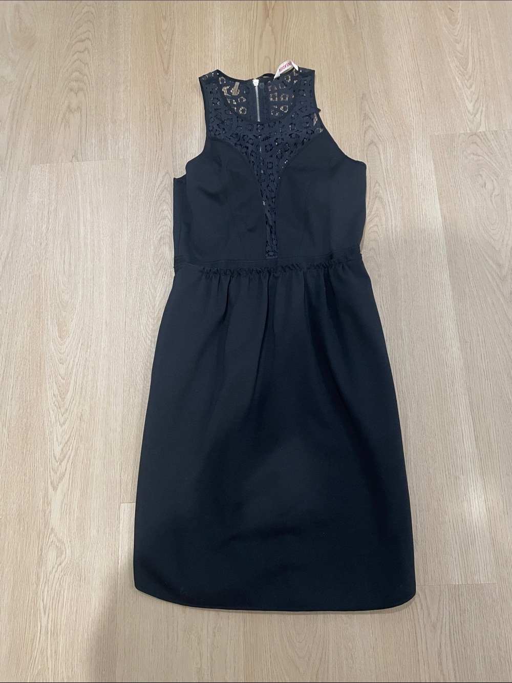 Rebecca Taylor Black Lace-Front Sleeveless Dress
